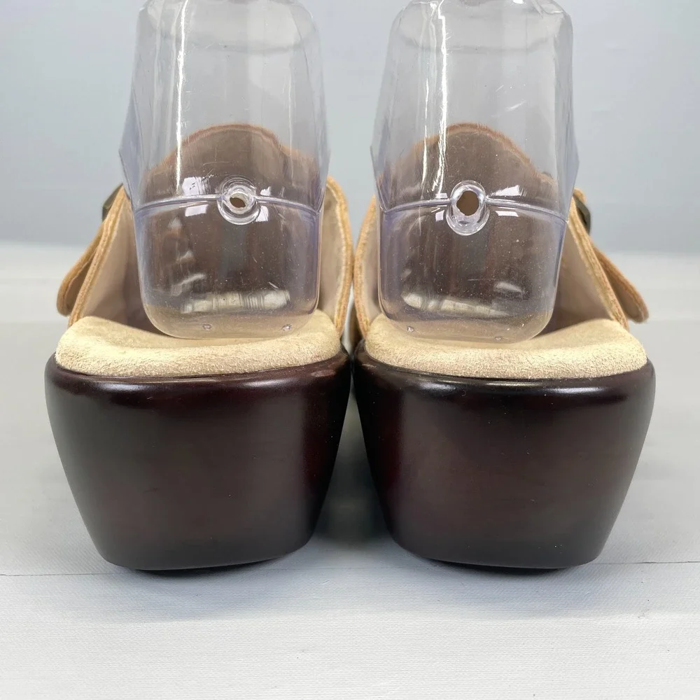 SAS Tango Wedge Sandals Womens Size 7.5 Extra Wide Brown Leather Comfort Shoes